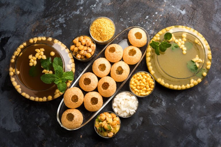 Pani Puri OR Golgappa is a popular Indian Chat menu, selective focus